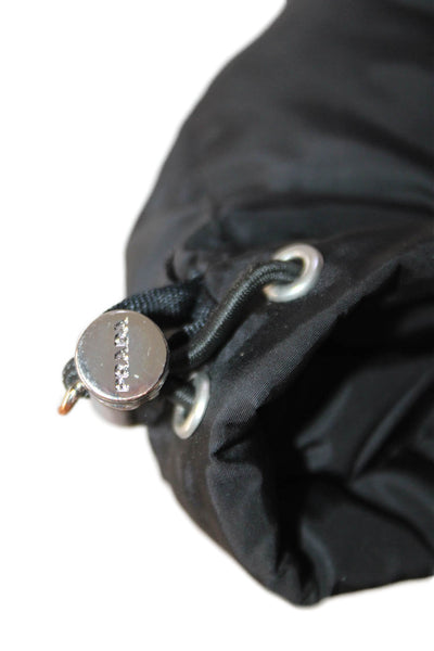 Prada Womens Two Pocket High Neck Long Sleeve Zip Up Puffer Coat Black Size S