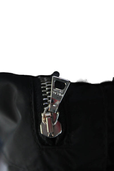 Prada Womens Two Pocket High Neck Long Sleeve Zip Up Puffer Coat Black Size S