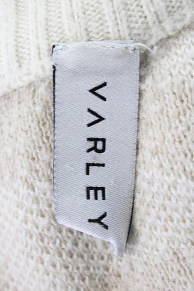 Varley Womens Animal Print Long Sleeves Cardigan Sweater Beige Wool Size Small