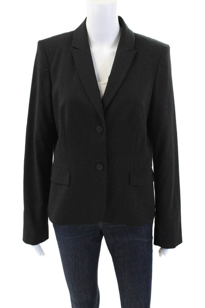 Calvin Klein Womens Long Sleeve Two-Button Collared Blazer Black Size 10