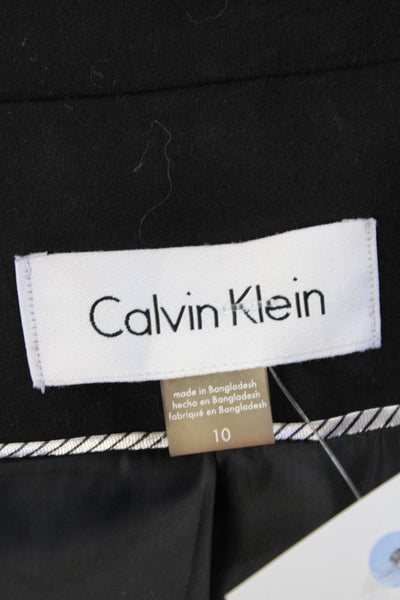 Calvin Klein Womens Long Sleeve Two-Button Collared Blazer Black Size 10