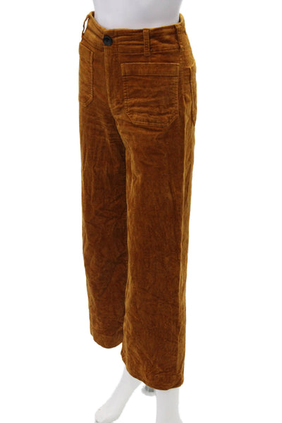 Maeve Anthropologie Womens Cotton Zippered Straight Pants Orange Size 24