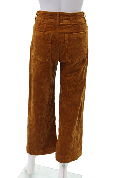 Maeve Anthropologie Womens Cotton Zippered Straight Pants Orange Size 24