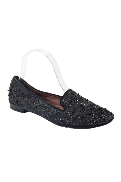 Sam Edelman Womens Textured Spikey Beaded Slip On Flats Black Size 7