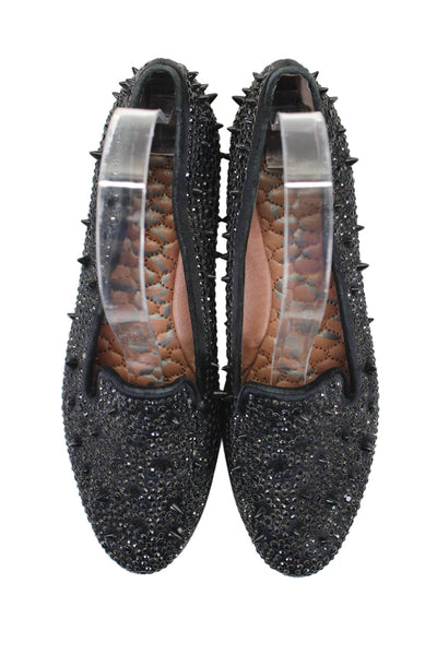 Sam Edelman Womens Textured Spikey Beaded Slip On Flats Black Size 7