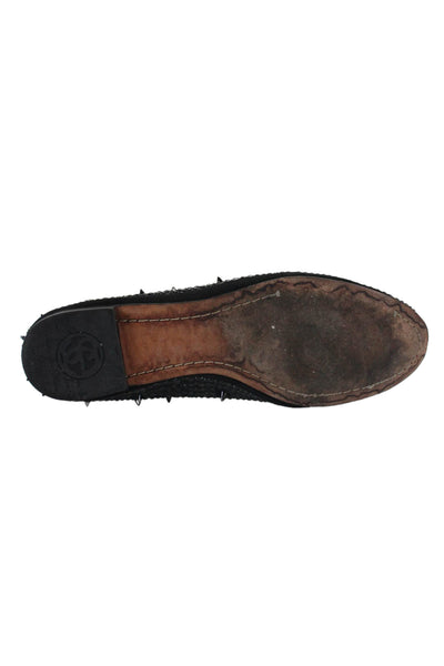 Sam Edelman Womens Textured Spikey Beaded Slip On Flats Black Size 7