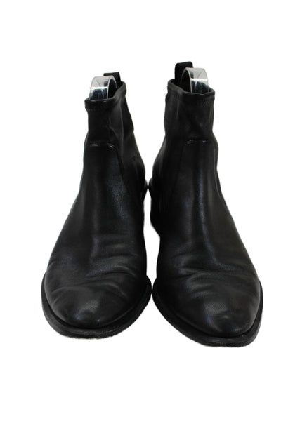 Alexander Wang Women's Pointed Toe Pull-On Leather Ankle Boots Black Size 38.5