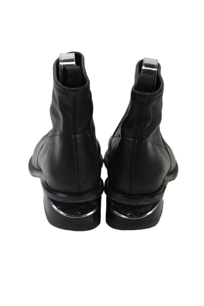 Alexander Wang Women's Pointed Toe Pull-On Leather Ankle Boots Black Size 38.5