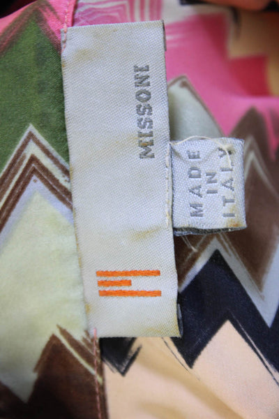 Missoni Women's Collared Long Sleeves Button Up Silk Shirt Multicolor Size 12