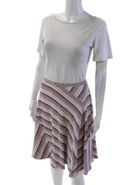 Alaia Womens Stretch Striped Square Neck Tank Top + Skirt Set Orange Size S