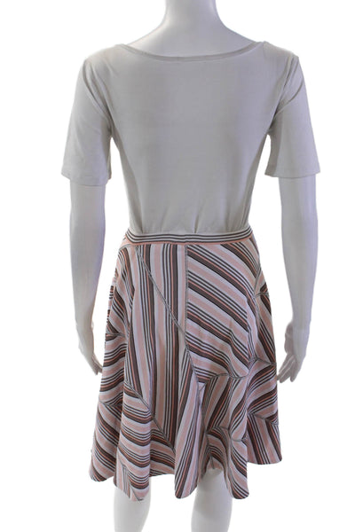 Alaia Womens Stretch Striped Square Neck Tank Top + Skirt Set Orange Size S