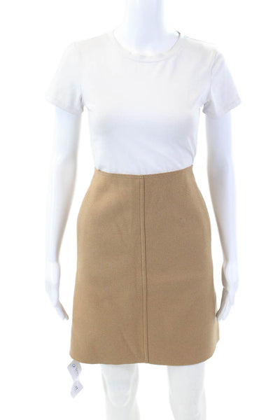 Tomas Maier Womens Wool Slip-On Zipped Skirt Beige Size 8