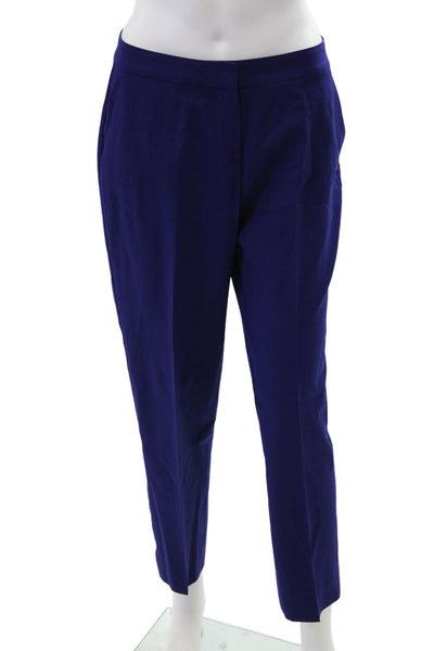 St. John Womens Solid Flat Front Straight Leg Trousers Dark Blue Size 4