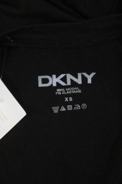 DKNY Womens Henley Neck Long Sleeve Jersey Knit Top Black Size XS