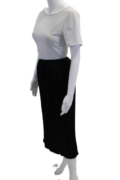 Bella Dahl Women's Elastic Waist Lined Pleated Flare Maxi Skirt Black Size L