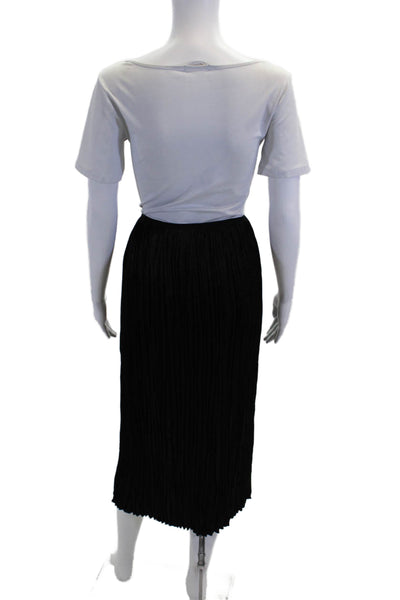 Bella Dahl Women's Elastic Waist Lined Pleated Flare Maxi Skirt Black Size L