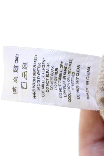 Suboo Womens Linen Button Down Short Sleeves Shirt Beige Size Extra Small