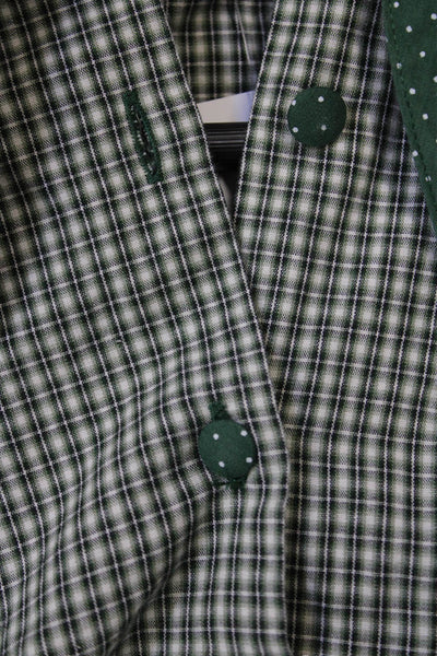 Cacharel Girls Cotton Plaid Collar Short Sleeve Shift Dress Green Size 5