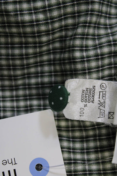 Cacharel Girls Cotton Plaid Collar Short Sleeve Shift Dress Green Size 5