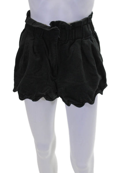 Sea New York Womens Cotton Scalloped Hem High-Rise Mini Shorts Black Size 00