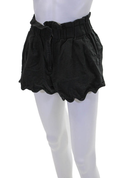 Sea New York Womens Cotton Scalloped Hem High-Rise Mini Shorts Black Size 00
