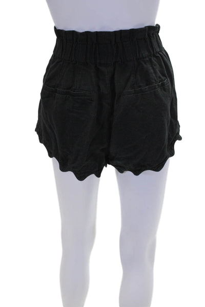 Sea New York Womens Cotton Scalloped Hem High-Rise Mini Shorts Black Size 00