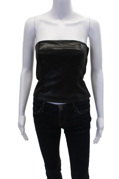Drew Women's Square Neck Sleeveless Faux Leather Blouse Black Size XS