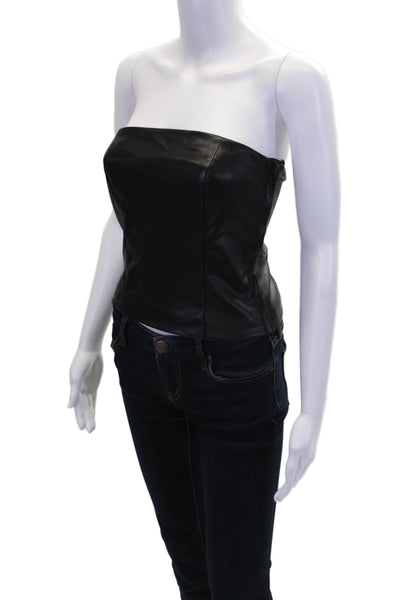 Drew Women's Square Neck Sleeveless Faux Leather Blouse Black Size XS