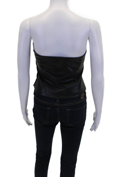 Drew Women's Square Neck Sleeveless Faux Leather Blouse Black Size XS