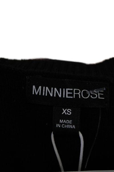Minnie Rose Womens Round Neck Sleeveless Button Sweater Midi Dress Black Size XS