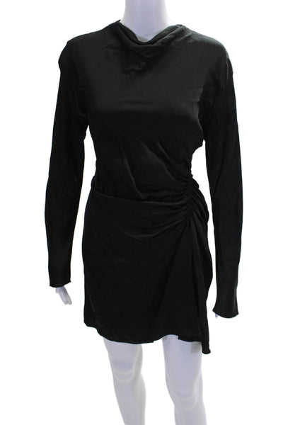 ALC Women's Round Neck Long Sleeves Cinch Mini Dress Black Size 6
