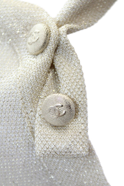Chanel Womens Sparkly Square Neck Pullover Tank Top Blouse Cream Size 42