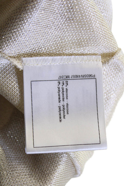 Chanel Womens Sparkly Square Neck Pullover Tank Top Blouse Cream Size 42