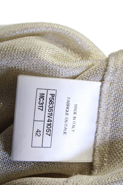 Chanel Womens Sparkly Square Neck Pullover Tank Top Blouse Cream Size 42
