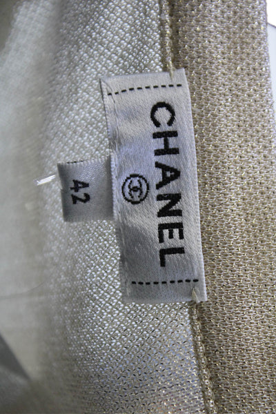Chanel Womens Sparkly Square Neck Pullover Tank Top Blouse Cream Size 42