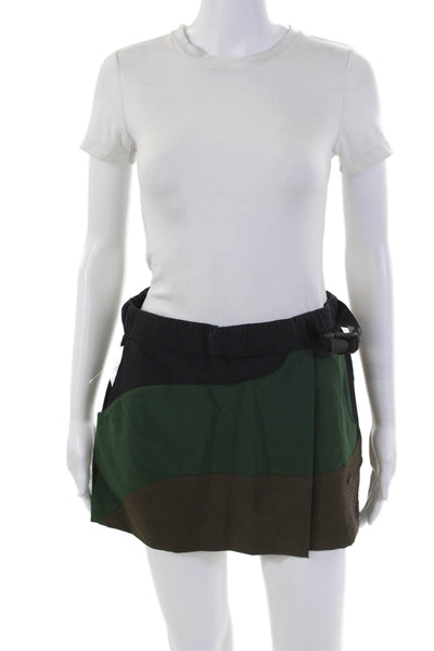 Outdoor Voices Womens Textured Lined Belt Buckle Skort Green Size S