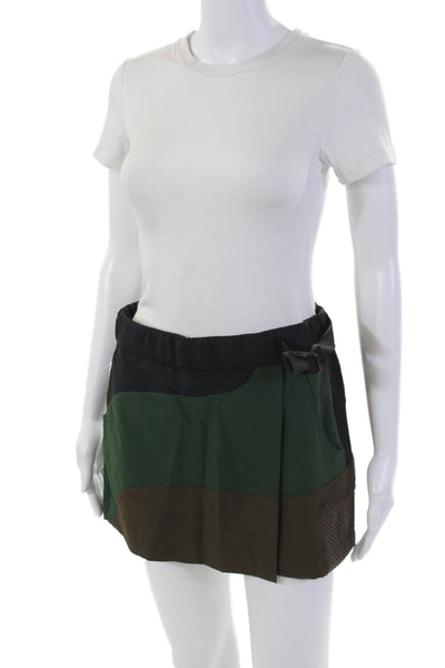 Outdoor Voices Womens Textured Lined Belt Buckle Skort Green Size S