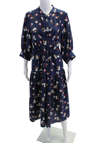Apiece Apart Women's Cinch Waist Short Sleeves Button Down Floral Dress Size 6