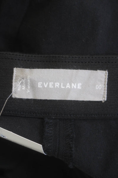Everlane Womens Cotton High Waist Pull On Slim Flt pants Black Size 00