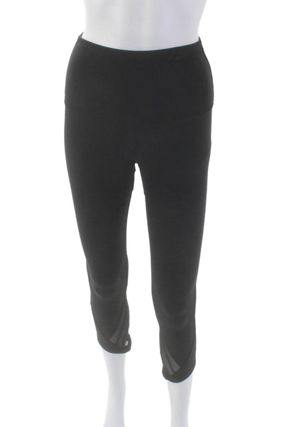 Lululemon Womens Spandex Textured Lined Crop Sheer Leggings Black Size S