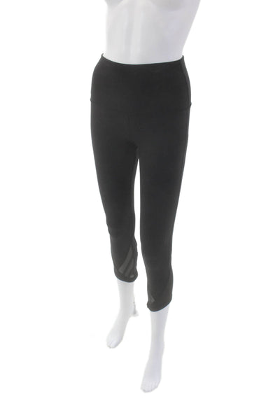 Lululemon Womens Spandex Textured Lined Crop Sheer Leggings Black Size S