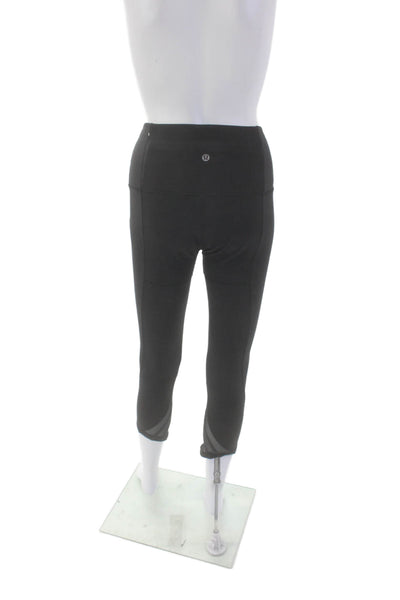 Lululemon Womens Spandex Textured Lined Crop Sheer Leggings Black Size S