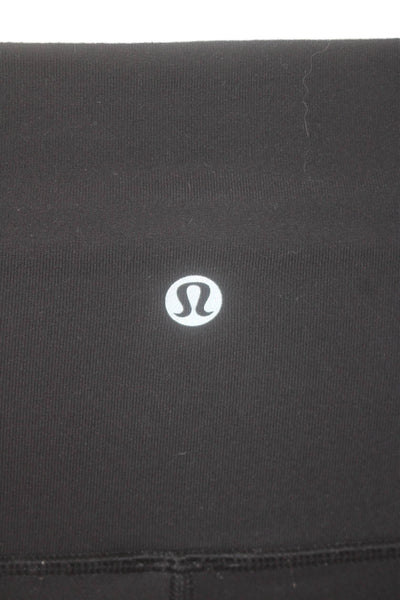 Lululemon Womens Spandex Textured Lined Crop Sheer Leggings Black Size S