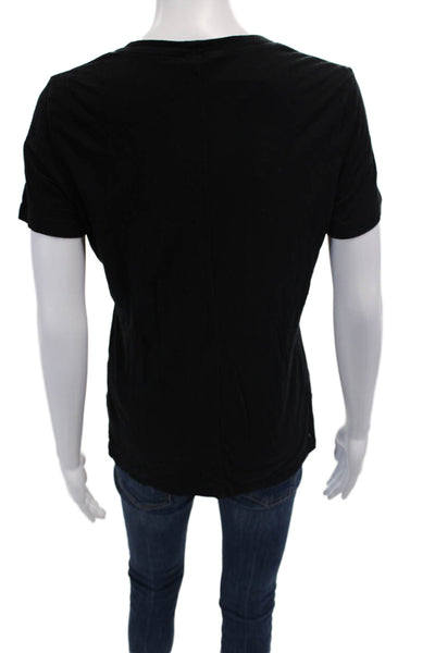 Monrow Womens Cotton Blend Round Neck Short Sleeve T-Shirt Top Black Size S