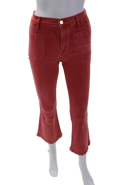 Frame Womens Cotton Zip Button Boot Cut Leg Color Wash Jeans Red Size EUR 26