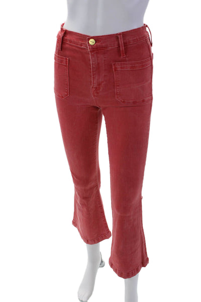 Frame Womens Cotton Zip Button Boot Cut Leg Color Wash Jeans Red Size EUR 26