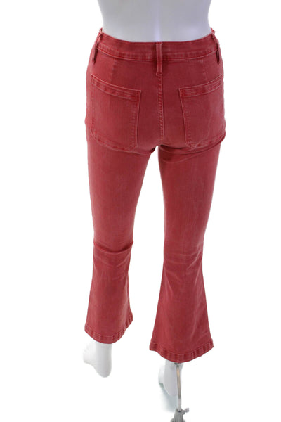Frame Womens Cotton Zip Button Boot Cut Leg Color Wash Jeans Red Size EUR 26