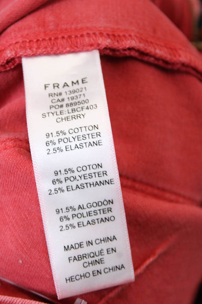 Frame Womens Cotton Zip Button Boot Cut Leg Color Wash Jeans Red Size EUR 26