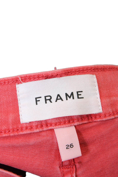 Frame Womens Cotton Zip Button Boot Cut Leg Color Wash Jeans Red Size EUR 26