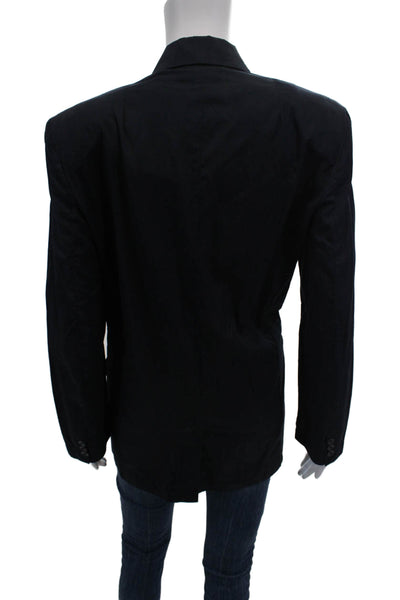 DKNY Womens Cotton Unlined Single Breasted Embroidered Blazer Navy Size 6